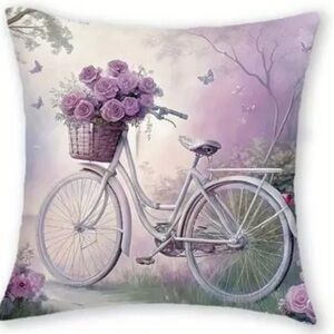 NEW: Floral Bicycle Decorative Pillow